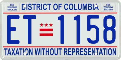 DC license plate ET1158