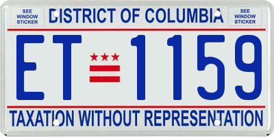 DC license plate ET1159
