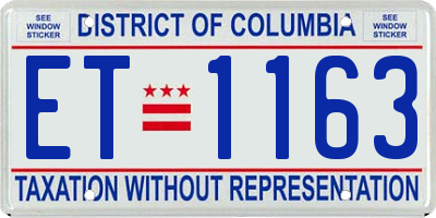DC license plate ET1163