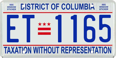 DC license plate ET1165
