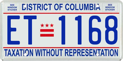 DC license plate ET1168