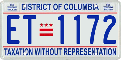 DC license plate ET1172