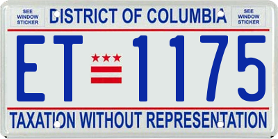 DC license plate ET1175