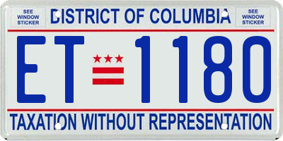 DC license plate ET1180