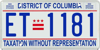 DC license plate ET1181