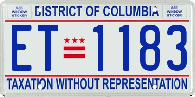 DC license plate ET1183