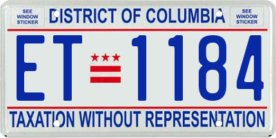 DC license plate ET1184