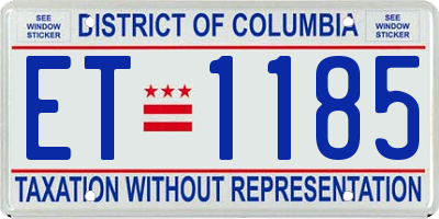 DC license plate ET1185
