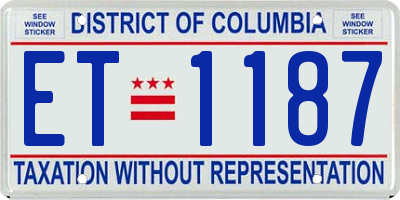 DC license plate ET1187