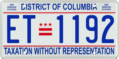 DC license plate ET1192