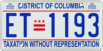DC license plate ET1193