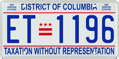 DC license plate ET1196