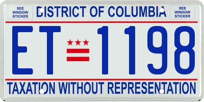 DC license plate ET1198