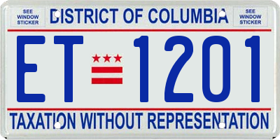 DC license plate ET1201
