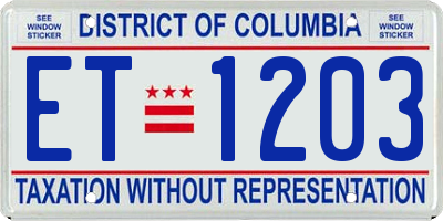 DC license plate ET1203