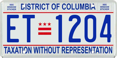 DC license plate ET1204