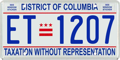 DC license plate ET1207