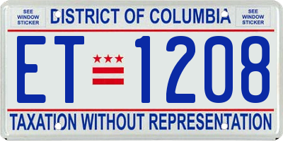 DC license plate ET1208