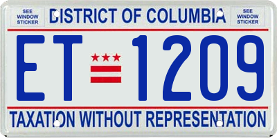 DC license plate ET1209