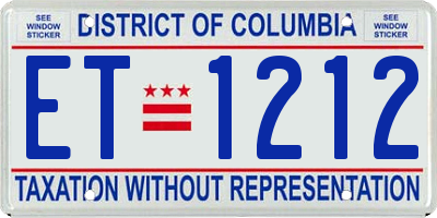DC license plate ET1212