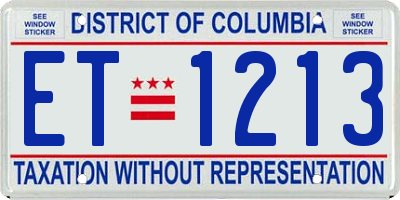 DC license plate ET1213