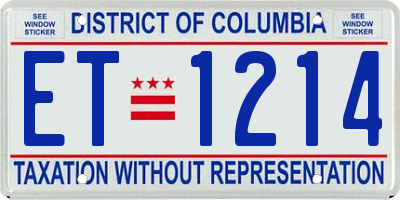 DC license plate ET1214