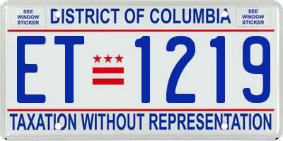 DC license plate ET1219