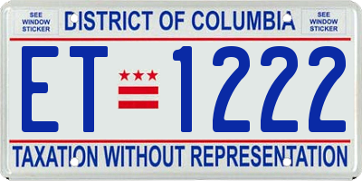 DC license plate ET1222