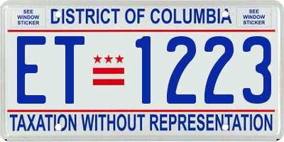 DC license plate ET1223
