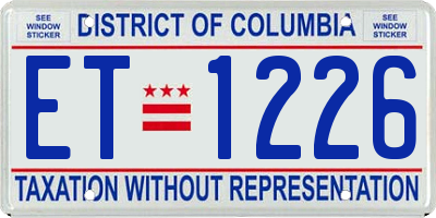 DC license plate ET1226