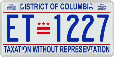 DC license plate ET1227