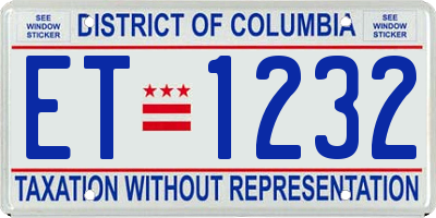 DC license plate ET1232