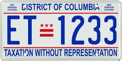 DC license plate ET1233