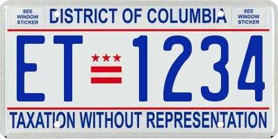 DC license plate ET1234