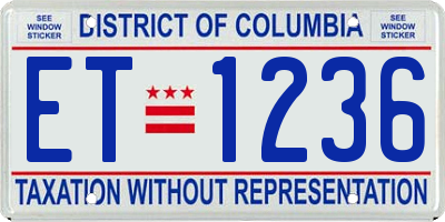 DC license plate ET1236