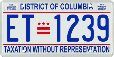 DC license plate ET1239