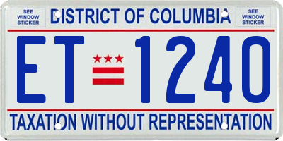 DC license plate ET1240