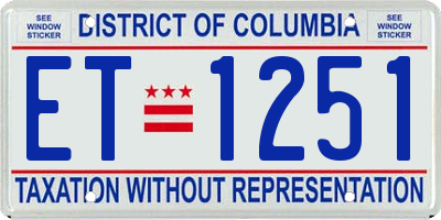 DC license plate ET1251
