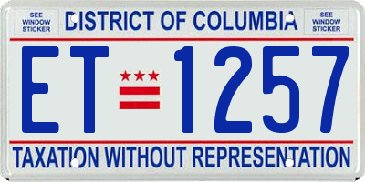 DC license plate ET1257