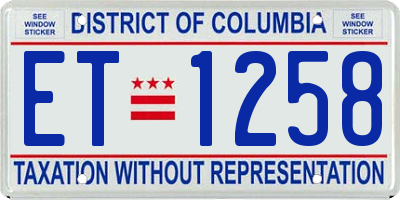 DC license plate ET1258