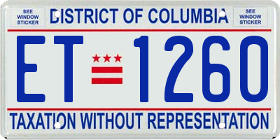 DC license plate ET1260