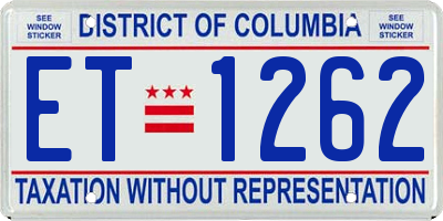 DC license plate ET1262
