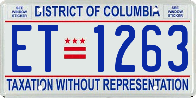 DC license plate ET1263