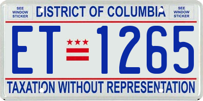DC license plate ET1265