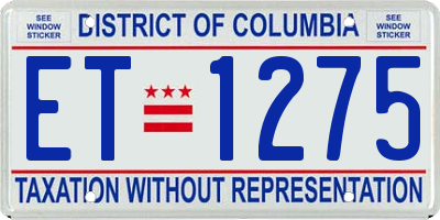 DC license plate ET1275