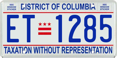 DC license plate ET1285