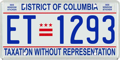 DC license plate ET1293