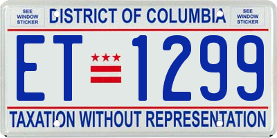 DC license plate ET1299