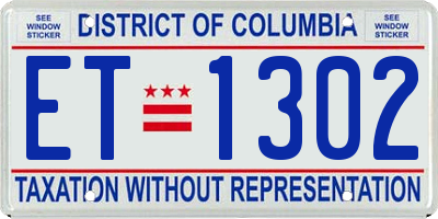 DC license plate ET1302