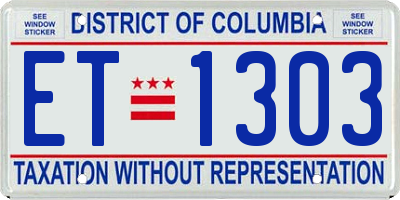 DC license plate ET1303